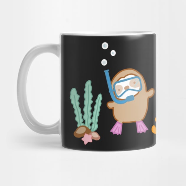 Cute Snorkeling Sloth by theslothinme